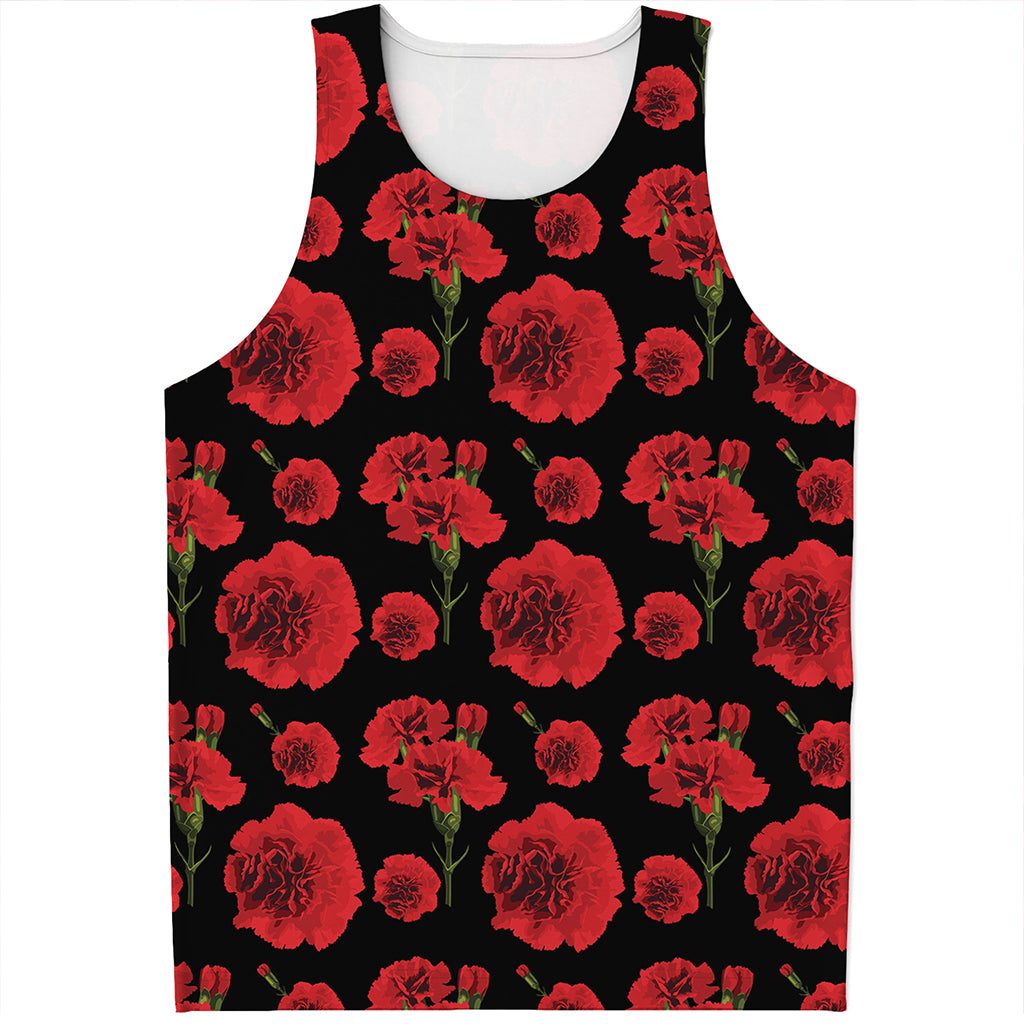 Red And Black Carnation Pattern Print Men's Tank Top