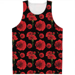 Red And Black Carnation Pattern Print Men's Tank Top