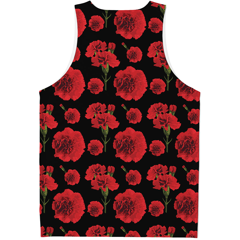 Red And Black Carnation Pattern Print Men's Tank Top