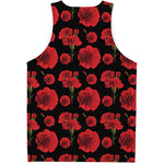 Red And Black Carnation Pattern Print Men's Tank Top
