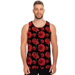 Red And Black Carnation Pattern Print Men's Tank Top