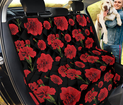 Red And Black Carnation Pattern Print Pet Car Back Seat Cover