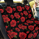 Red And Black Carnation Pattern Print Pet Car Back Seat Cover