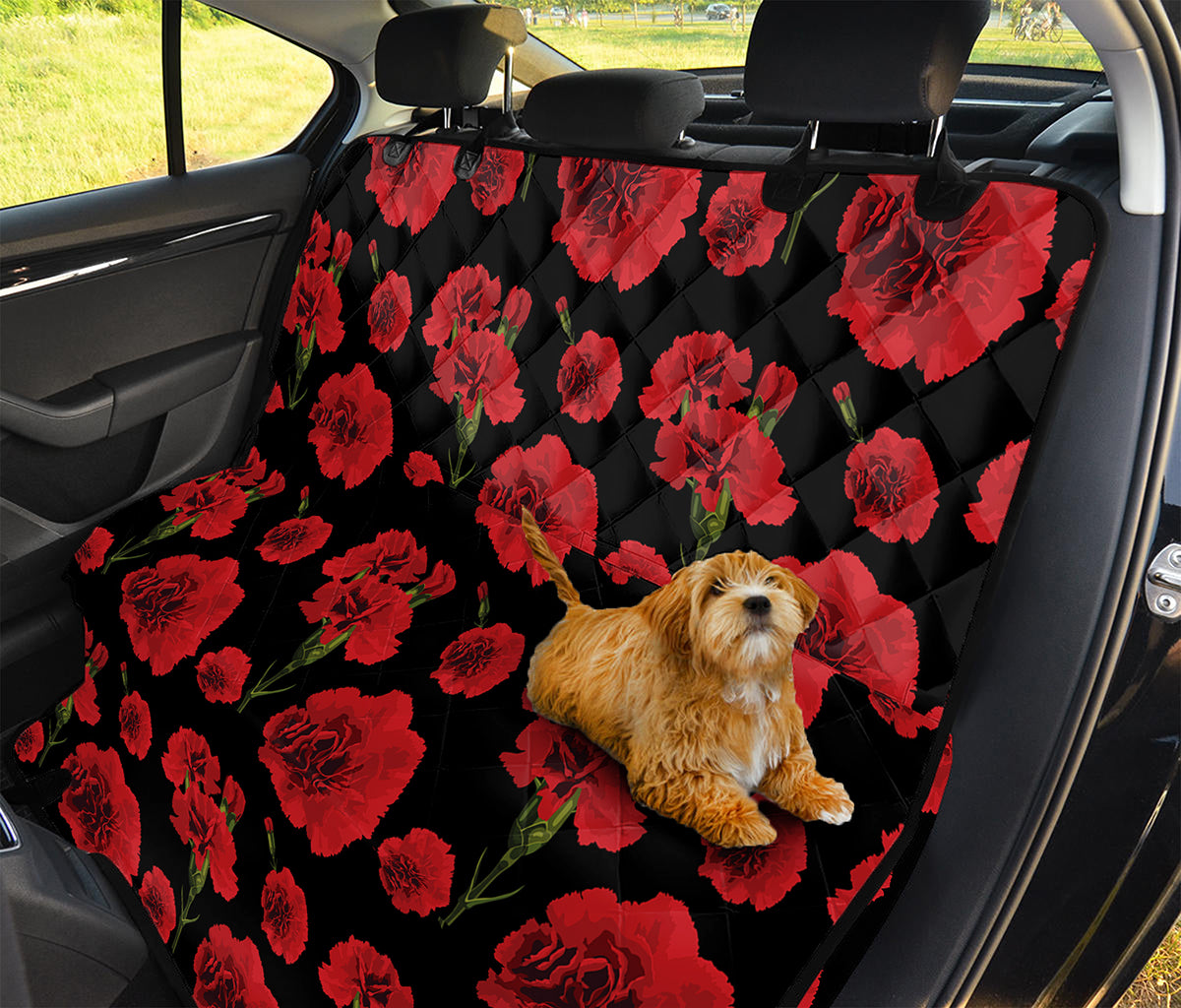 Red And Black Carnation Pattern Print Pet Car Back Seat Cover