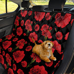 Red And Black Carnation Pattern Print Pet Car Back Seat Cover