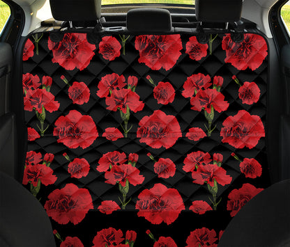 Red And Black Carnation Pattern Print Pet Car Back Seat Cover