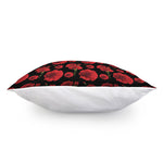 Red And Black Carnation Pattern Print Pillow Cover