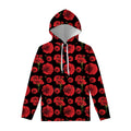Red And Black Carnation Pattern Print Pullover Hoodie