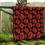Red And Black Carnation Pattern Print Quilt