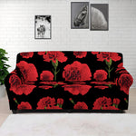 Red And Black Carnation Pattern Print Sofa Cover