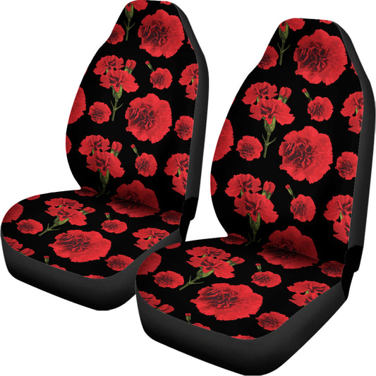 Red And Black Carnation Pattern Print Universal Fit Car Seat Covers