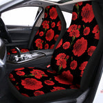 Red And Black Carnation Pattern Print Universal Fit Car Seat Covers