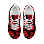 Red And Black Carnation Pattern Print White Sneakers