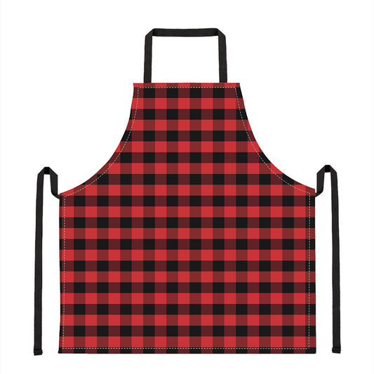 Red And Black Check Pattern Print Apron