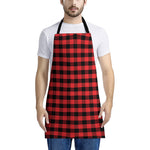 Red And Black Check Pattern Print Apron