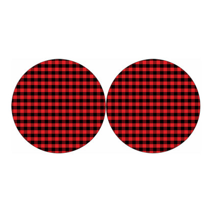 Red And Black Check Pattern Print Car Coasters
