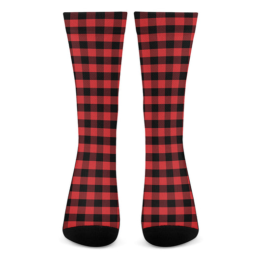 Red And Black Check Pattern Print Crew Socks