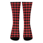 Red And Black Check Pattern Print Crew Socks