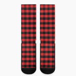 Red And Black Check Pattern Print Crew Socks