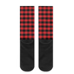 Red And Black Check Pattern Print Crew Socks