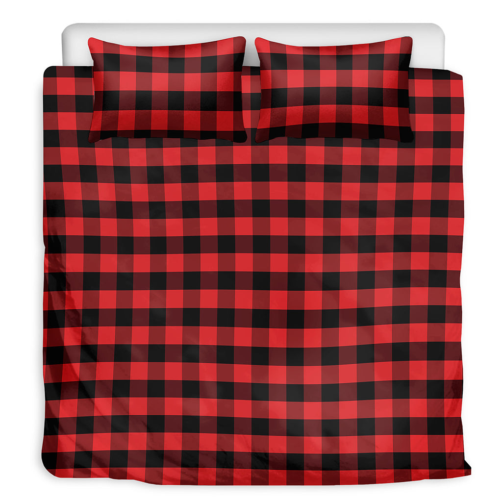 Red And Black Check Pattern Print Duvet Cover Bedding Set
