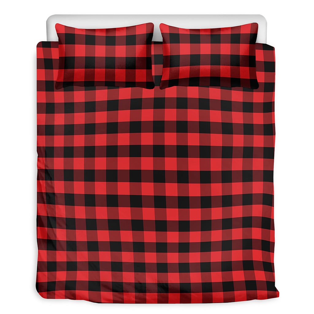 Red And Black Check Pattern Print Duvet Cover Bedding Set