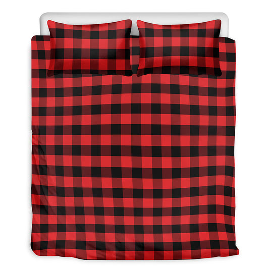 Red And Black Check Pattern Print Duvet Cover Bedding Set
