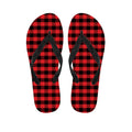 Red And Black Check Pattern Print Flip Flops