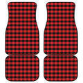 Red And Black Check Pattern Print Front and Back Car Floor Mats