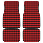 Red And Black Check Pattern Print Front and Back Car Floor Mats