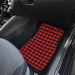 Red And Black Check Pattern Print Front and Back Car Floor Mats