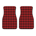 Red And Black Check Pattern Print Front Car Floor Mats