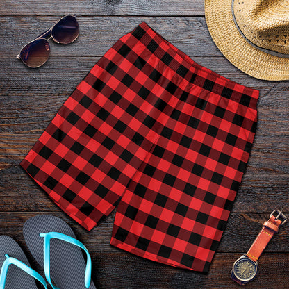 Red And Black Check Pattern Print Men's Shorts