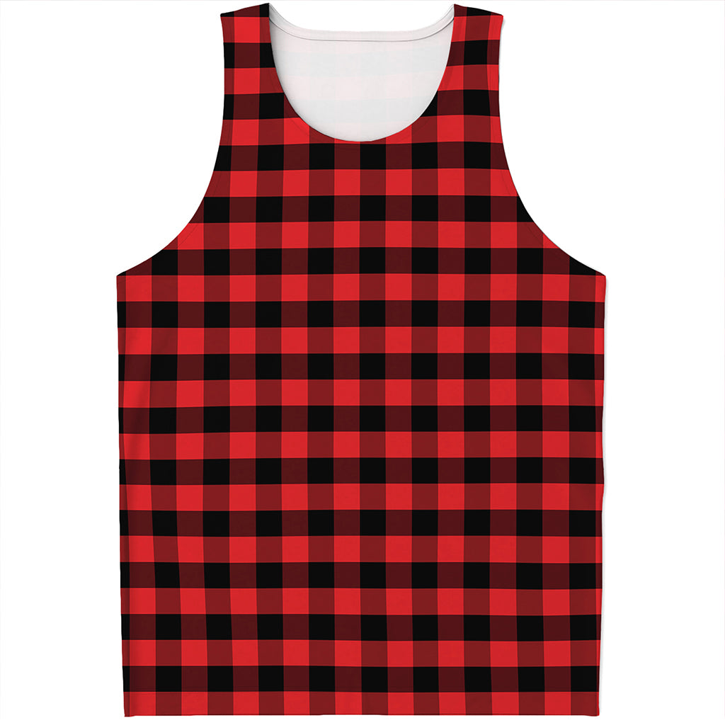 Red And Black Check Pattern Print Men's Tank Top