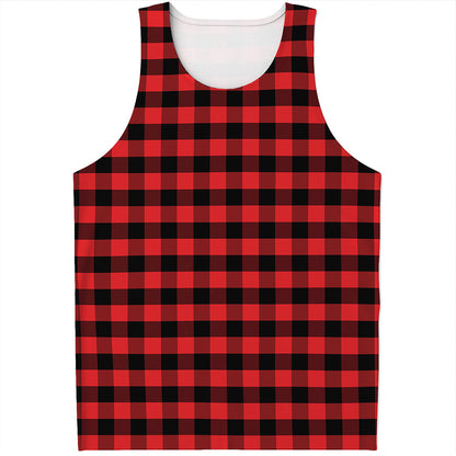 Red And Black Check Pattern Print Men's Tank Top
