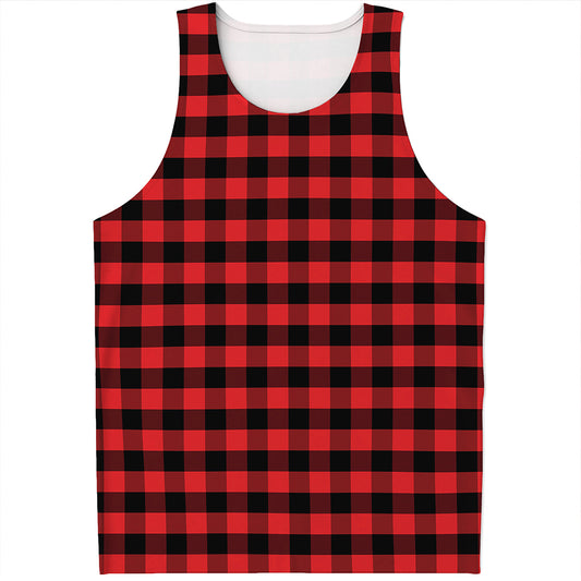 Red And Black Check Pattern Print Men's Tank Top