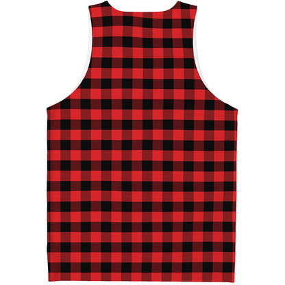 Red And Black Check Pattern Print Men's Tank Top