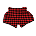 Red And Black Check Pattern Print Muay Thai Boxing Shorts