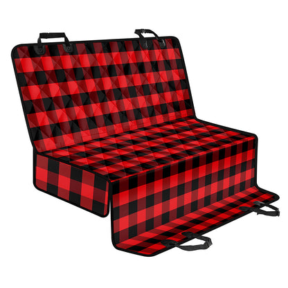 Red And Black Check Pattern Print Pet Car Back Seat Cover