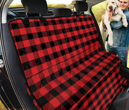 Red And Black Check Pattern Print Pet Car Back Seat Cover