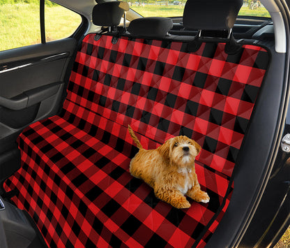 Red And Black Check Pattern Print Pet Car Back Seat Cover
