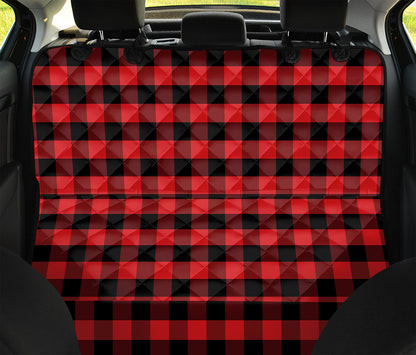 Red And Black Check Pattern Print Pet Car Back Seat Cover
