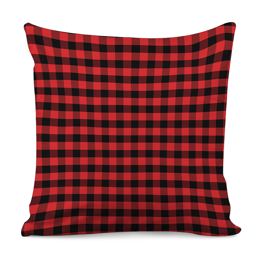 Red And Black Check Pattern Print Pillow Cover