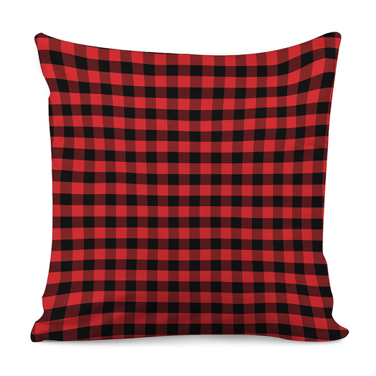Red And Black Check Pattern Print Pillow Cover