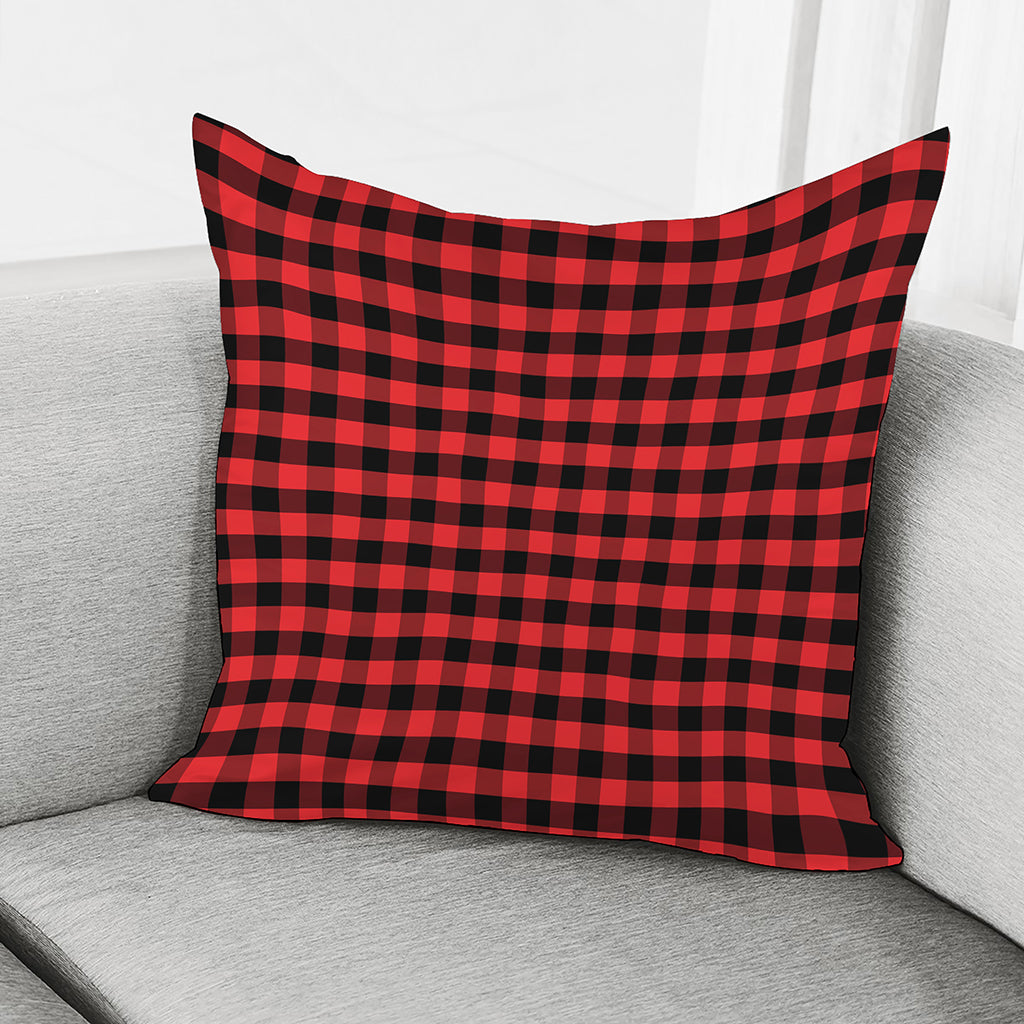 Red And Black Check Pattern Print Pillow Cover