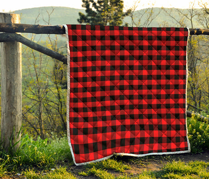 Red And Black Check Pattern Print Quilt