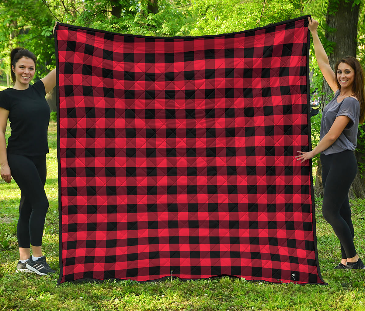Red And Black Check Pattern Print Quilt