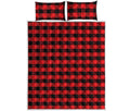 Red And Black Check Pattern Print Quilt Bed Set