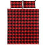 Red And Black Check Pattern Print Quilt Bed Set