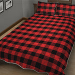 Red And Black Check Pattern Print Quilt Bed Set